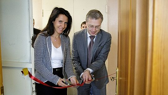 The new engineering center was opened by Sergey Kortov, UrFU First Vice-Rector and Galina Smirnova, Director General of Keysight Technologies Russia. Photo by: Pavel Efimov