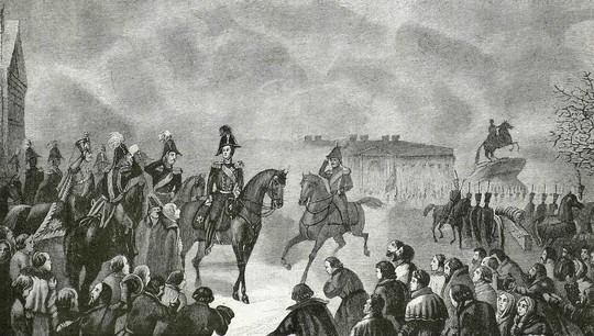 Император Николай I на Сенатской площади 14 декабря 1825 года