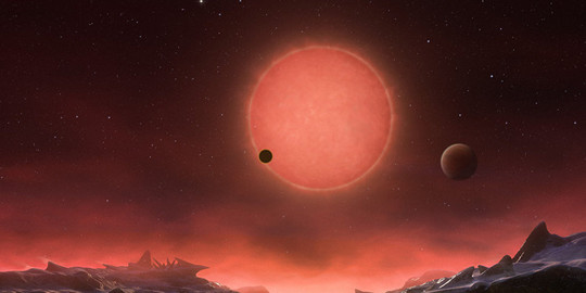 Так художник представил себе планету TRAPPIST-1d и ее две «кузины»